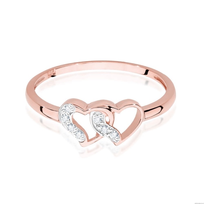 Pierścionek W500 z diamentami różowe złoto