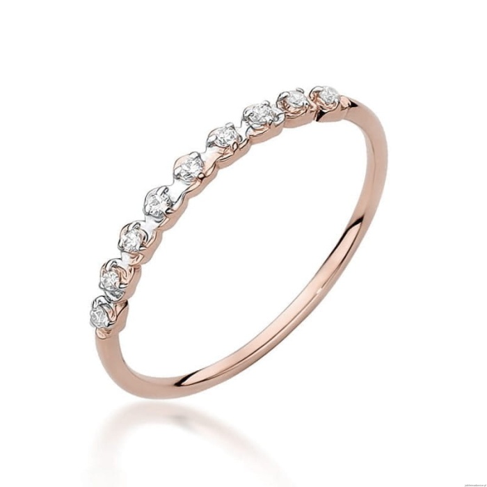 Pierścionek W504 z diamentami różowe złoto