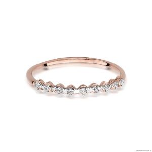 Pierścionek W504 z diamentami różowe złoto