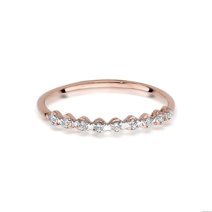 Pierścionek W504 z diamentami różowe złoto