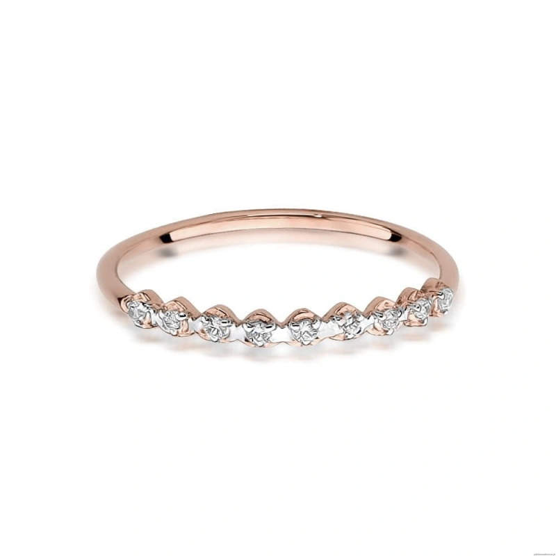 Pierścionek W504 z diamentami różowe złoto