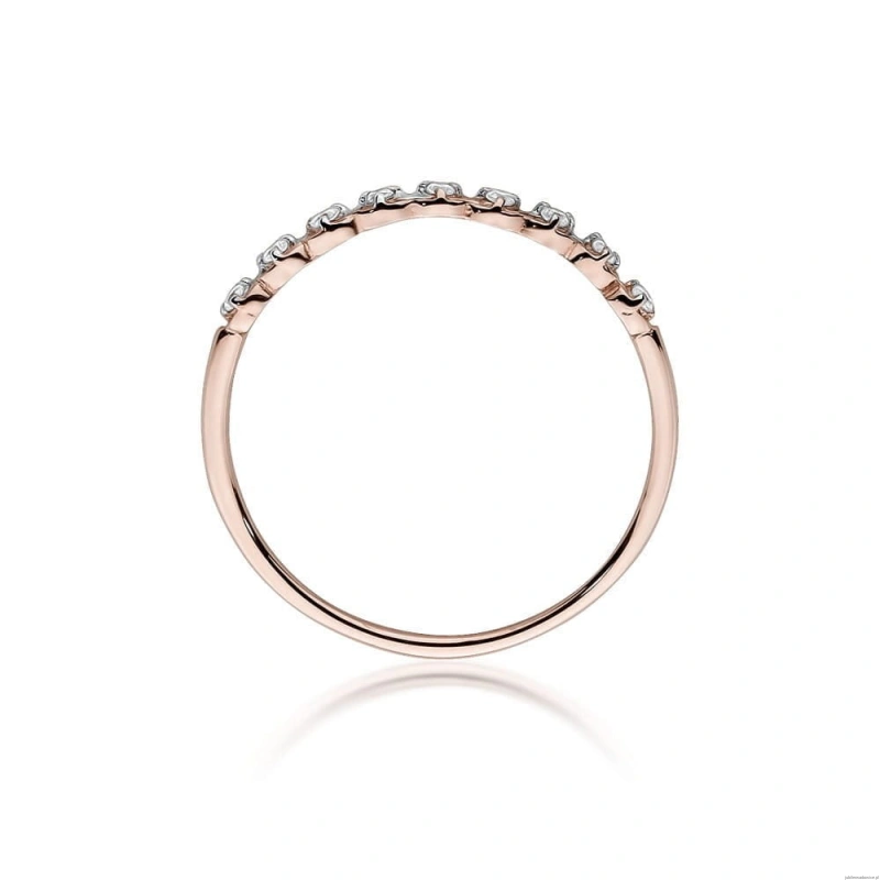 Pierścionek W504 z diamentami różowe złoto