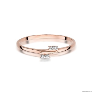Pierścionek W505 z diamentami różowe złoto