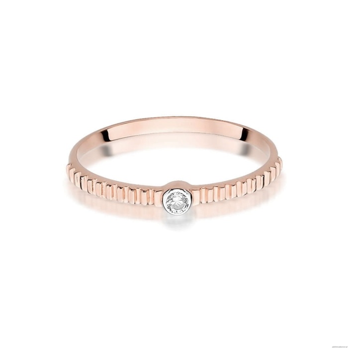 Pierścionek W512 Diament 0,04ct różowe złoto