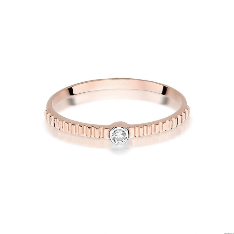 Pierścionek W512 Diament 0,04ct różowe złoto