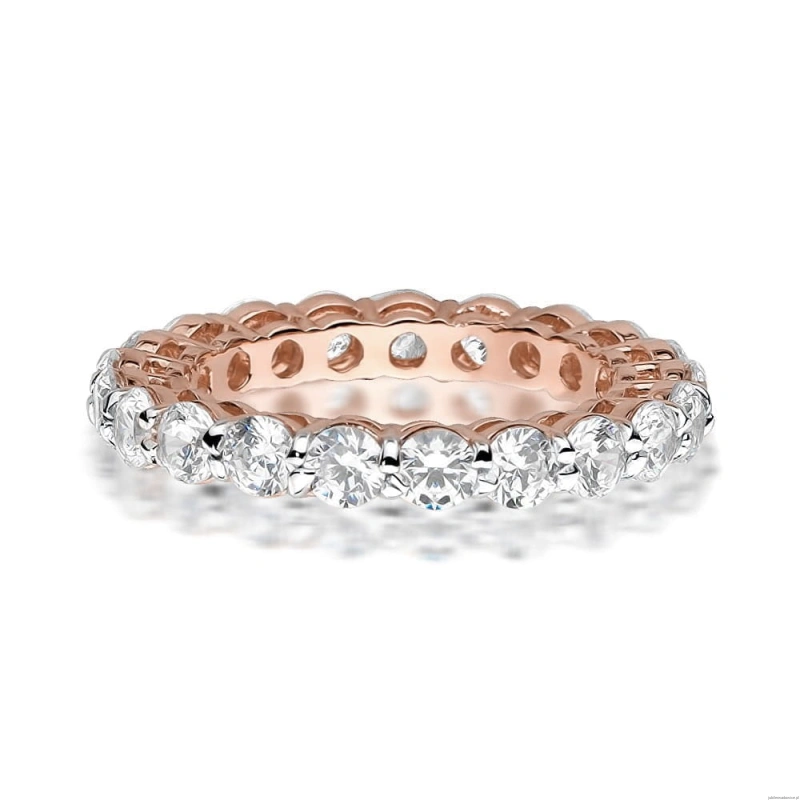 Pierścionek W0519 z diamentami różowe złoto