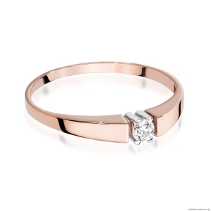 Pierścionek W524 Diament 0,08ct różowe złoto