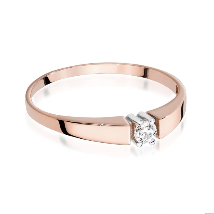 Pierścionek W524 Diament 0,10ct różowe złoto