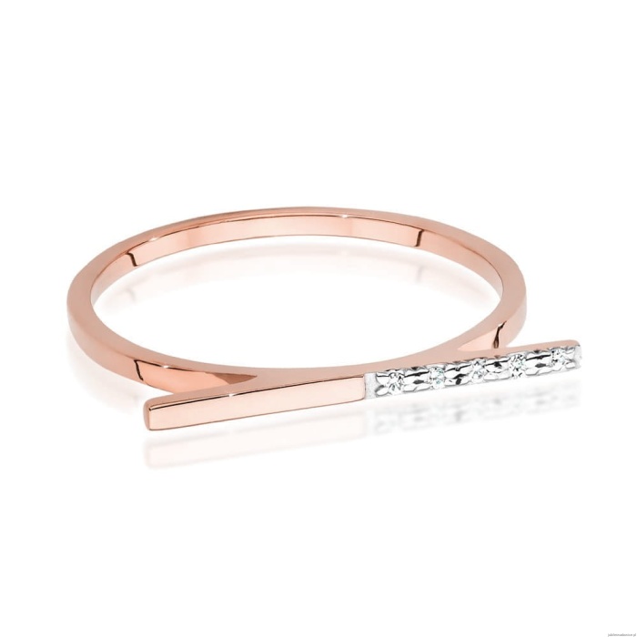 Pierścionek W537 z diamentami różowe złoto