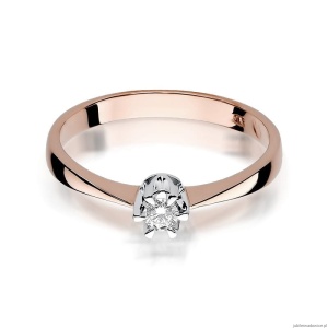 Pierścionek W111 Diament 0,15ct różowe złoto