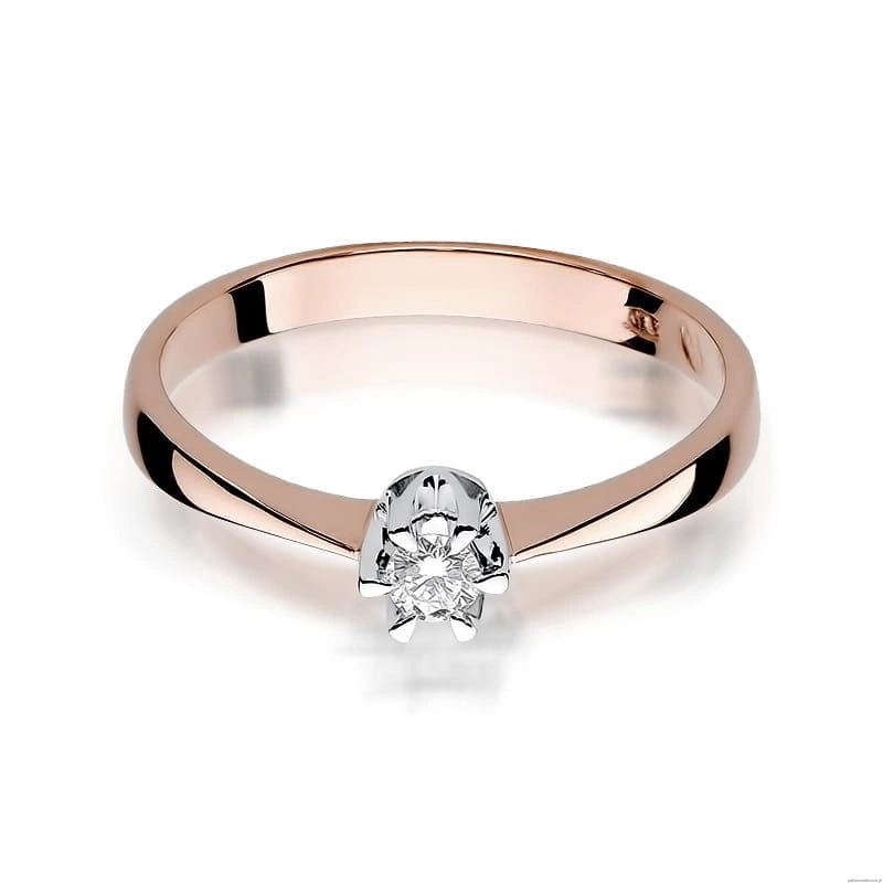 Pierścionek W111 Diament 0,15ct różowe złoto