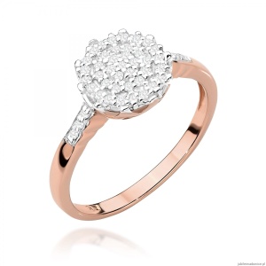Pierścionek W565 z diamentami różowe złoto