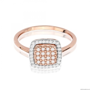 Pierścionek W568 z diamentami różowe złoto