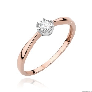 Pierścionek W567 Diament 0,06ct różowe złoto
