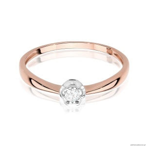 Pierścionek W567 Diament 0,06ct różowe złoto