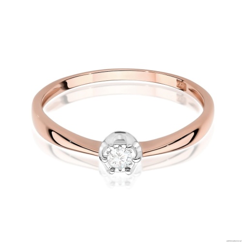 Pierścionek W567 Diament 0,06ct różowe złoto
