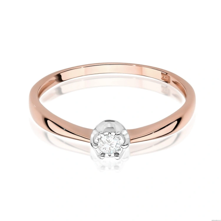 Pierścionek W567 Diament 0,06ct różowe złoto