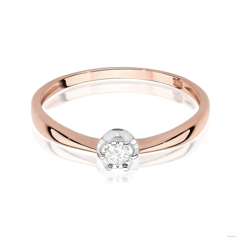 Pierścionek W567 Diament 0,06ct różowe złoto