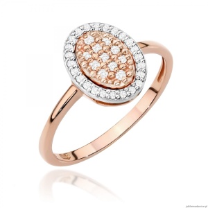 Pierścionek W570 z diamentami różowe złoto