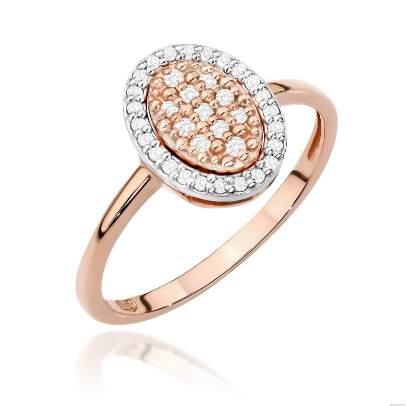 Pierścionek W570 z diamentami różowe złoto