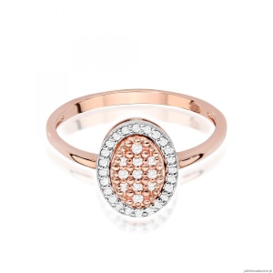 Pierścionek W570 z diamentami różowe złoto