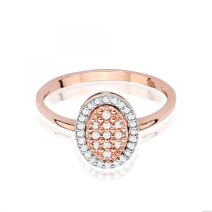 Pierścionek W570 z diamentami różowe złoto