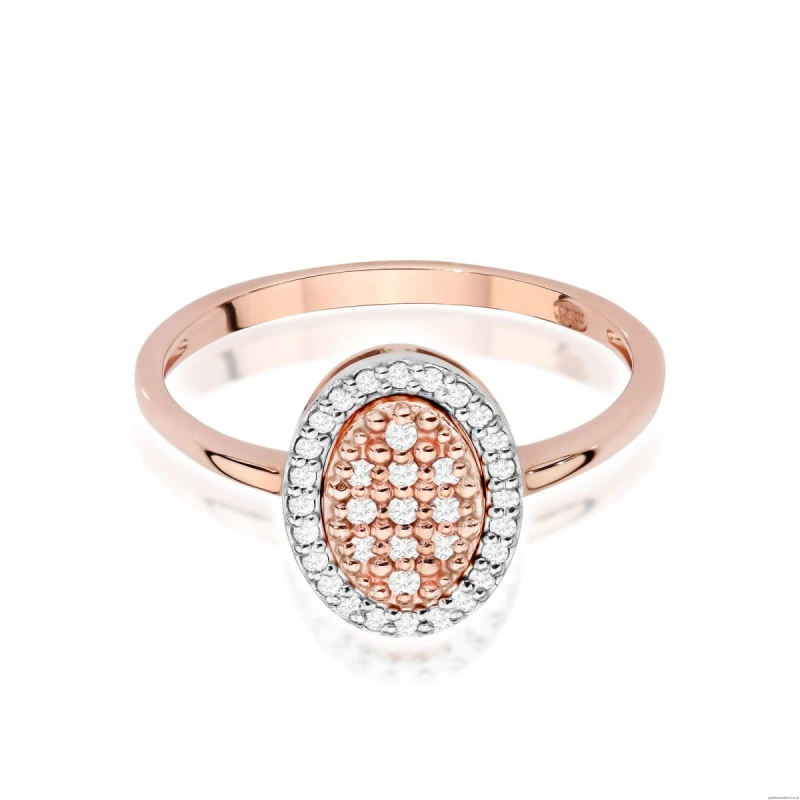 Pierścionek W570 z diamentami różowe złoto