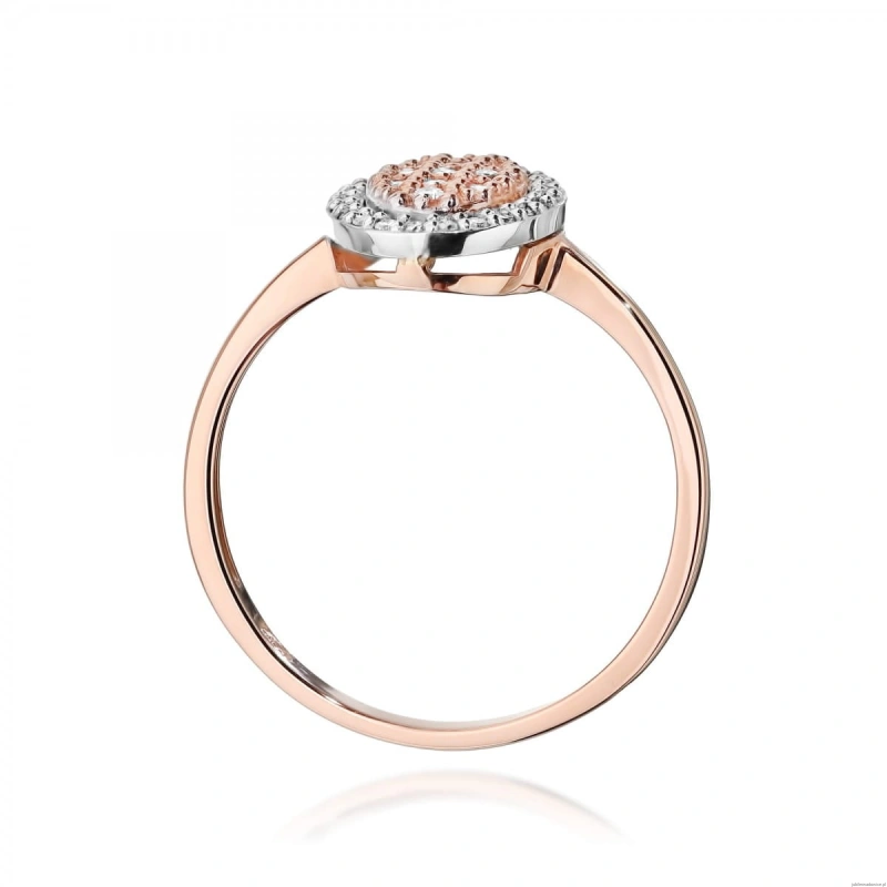 Pierścionek W570 z diamentami różowe złoto
