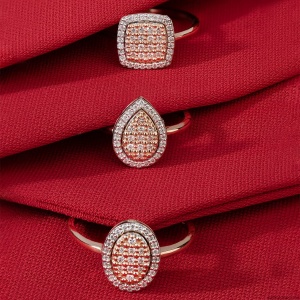 Pierścionek W570 z diamentami różowe złoto