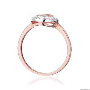 Pierścionek W571 z diamentami różowe złoto