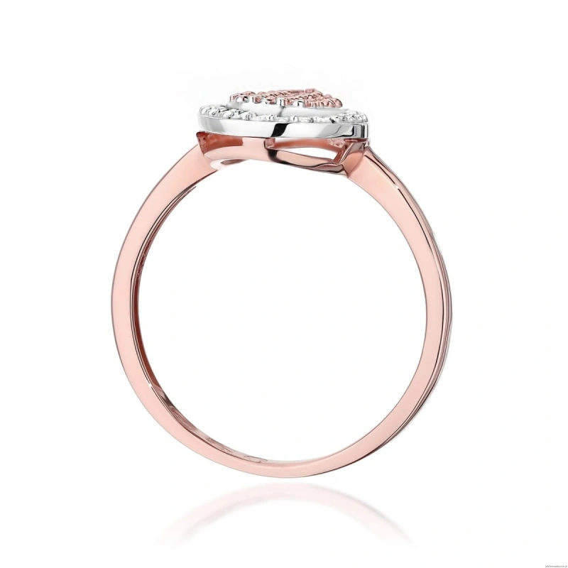 Pierścionek W571 z diamentami różowe złoto