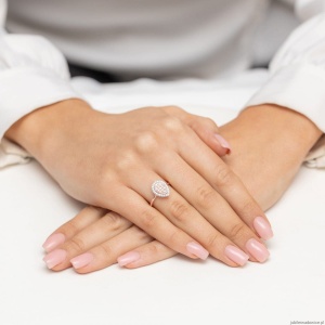 Pierścionek W571 z diamentami różowe złoto