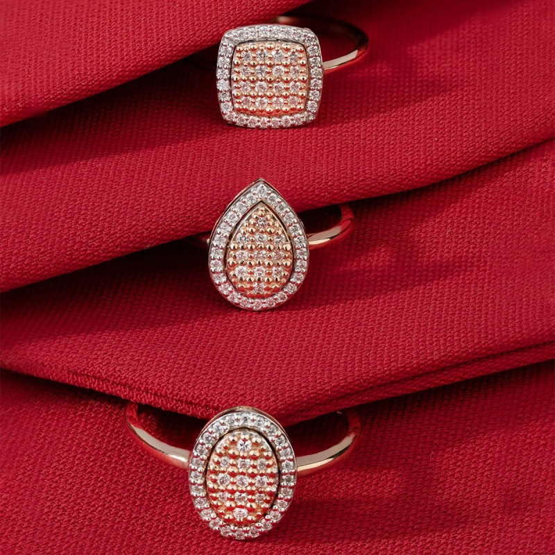 Pierścionek W571 z diamentami różowe złoto