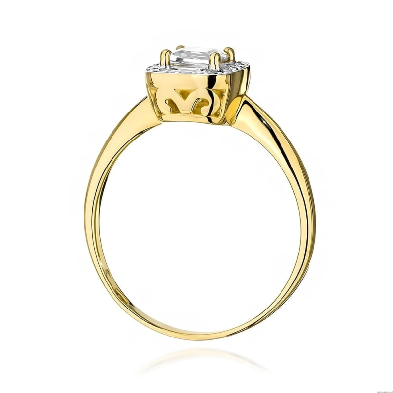 Pierścionek W514 Biały Szafir 0,70ct żółte złoto