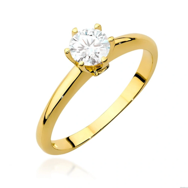 Pierścionek W557 Biały Szafir 0,60ct żółte złoto