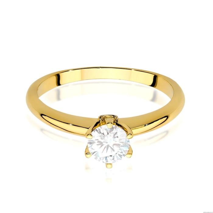Pierścionek W557 Biały Szafir 0,60ct żółte złoto