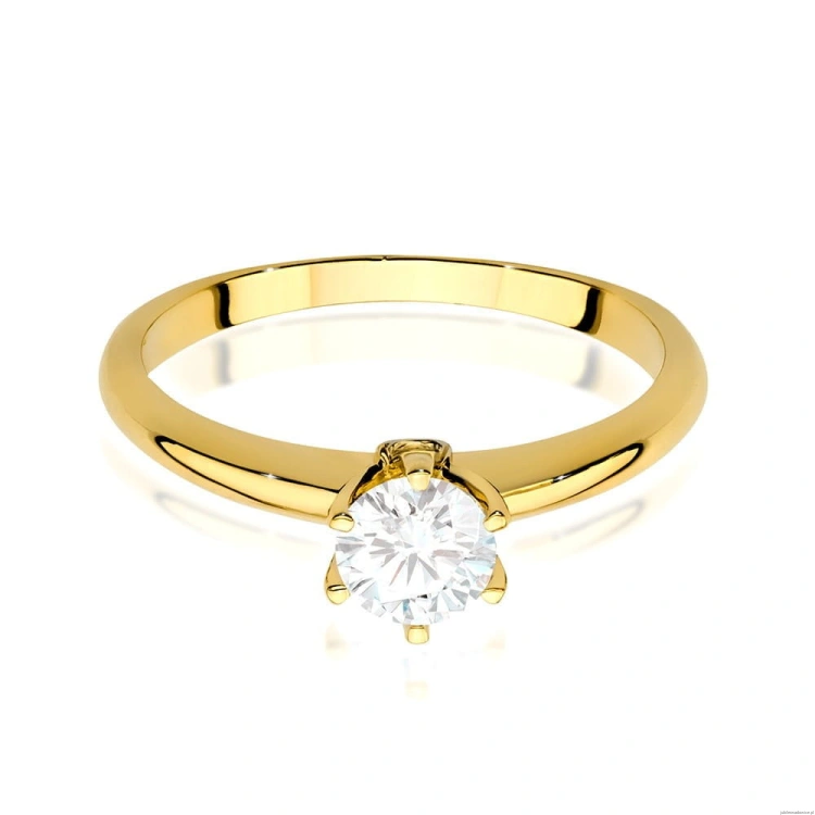 Pierścionek W557 Biały Szafir 0,60ct żółte złoto