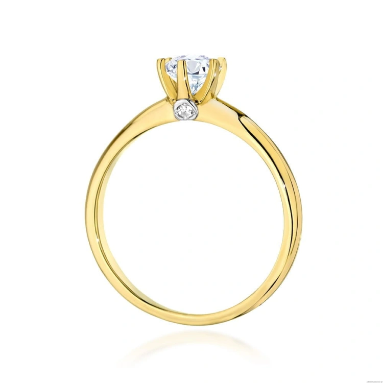Pierścionek W557 Biały Szafir 0,60ct żółte złoto
