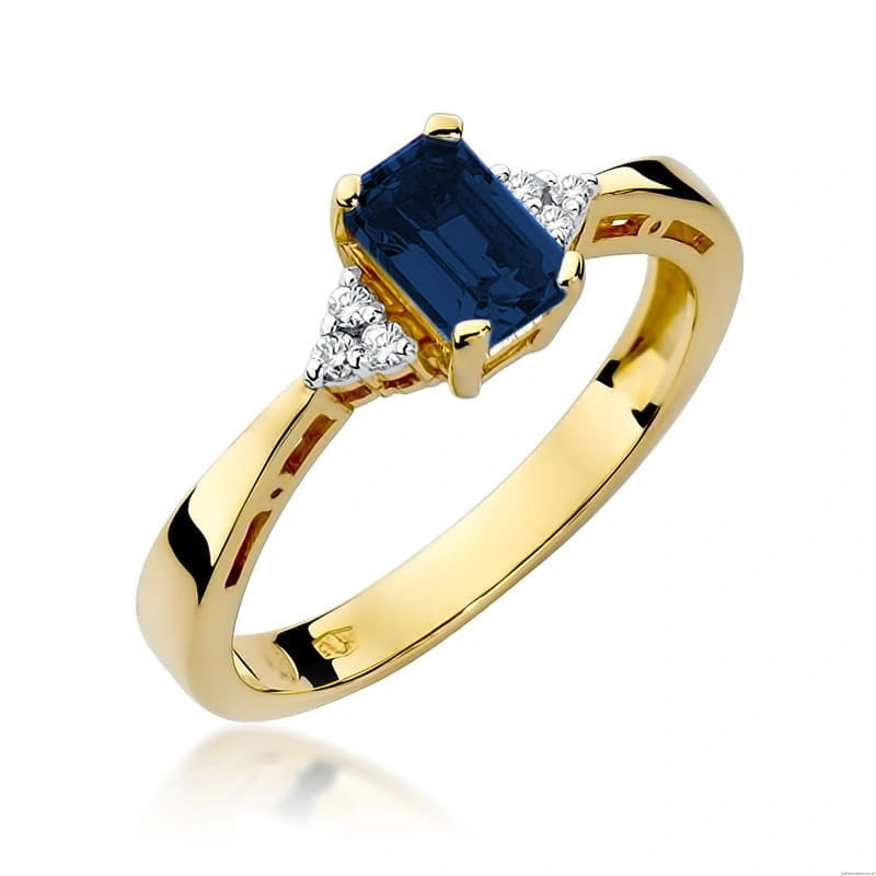 Pierścionek W002 Szafir 0,60ct żółte złoto