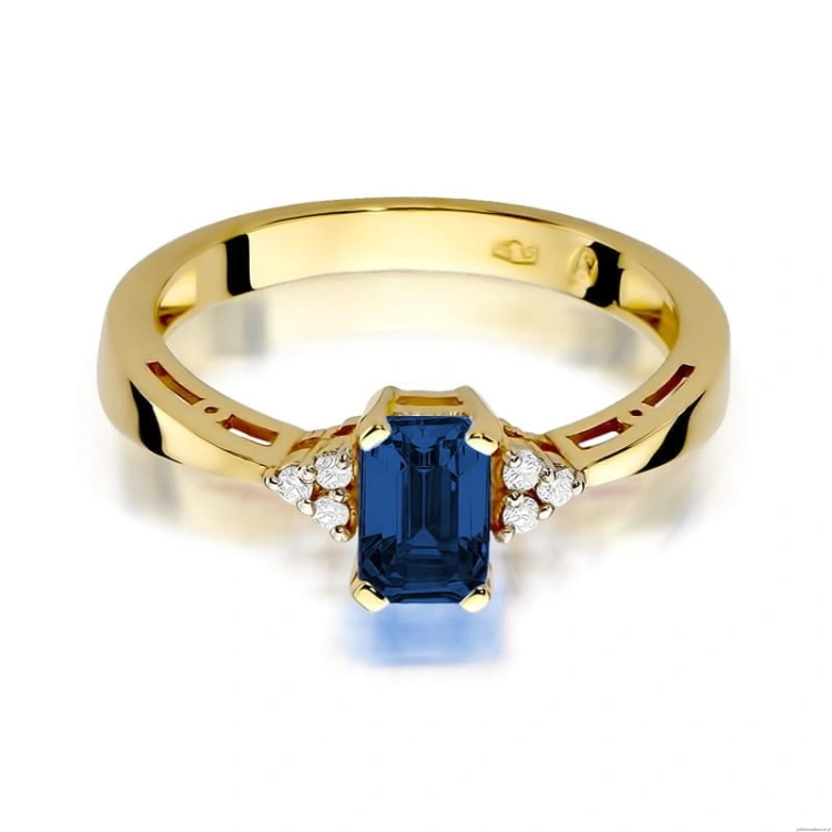 Pierścionek W002 Szafir 0,60ct żółte złoto