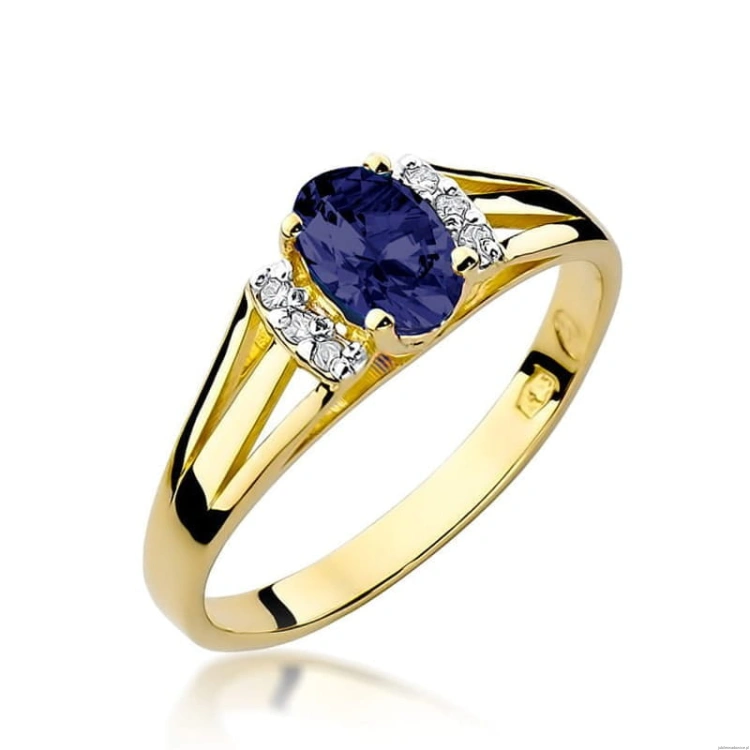 Pierścionek W005 Szafir 0,70ct żółte złoto