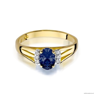 Pierścionek W005 Szafir 0,70ct żółte złoto