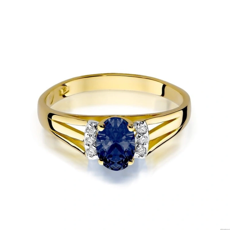 Pierścionek W005 Szafir 0,70ct żółte złoto
