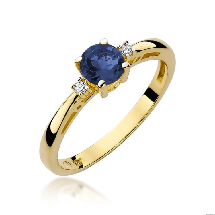 Pierścionek W010 Szafir 0,50ct żółte złoto