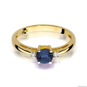 Pierścionek W010 Szafir 0,50ct żółte złoto