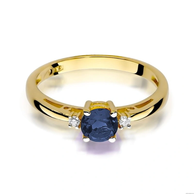 Pierścionek W010 Szafir 0,50ct żółte złoto