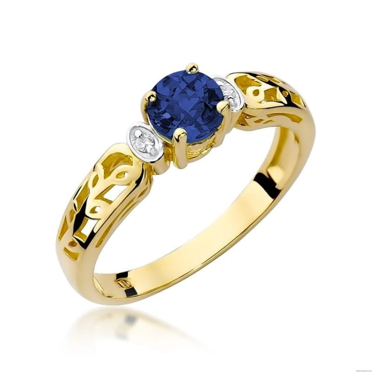 Pierścionek W014 Szafir 0,50ct żółte złoto