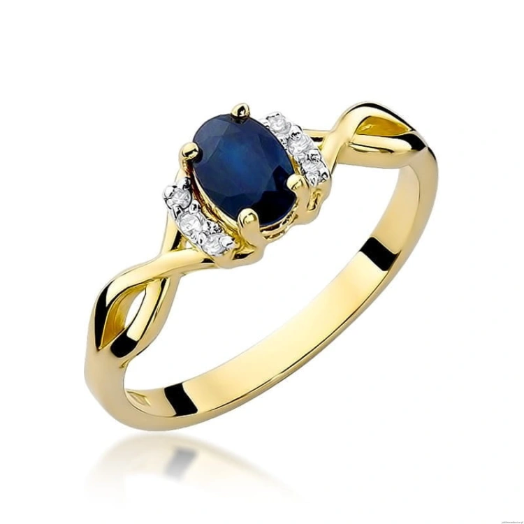 Pierścionek W019 Szafir 0,70ct żółte złoto