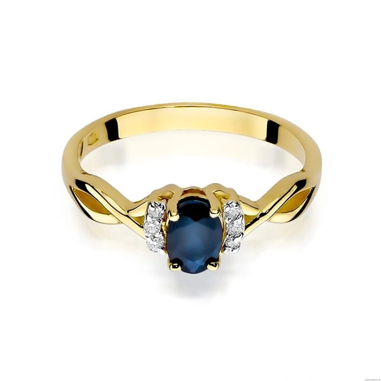 Pierścionek W019 Szafir 0,70ct żółte złoto