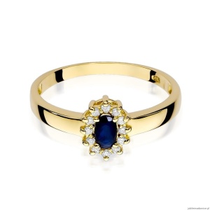 Pierścionek W026 Szafir 0,30ct żółte złoto